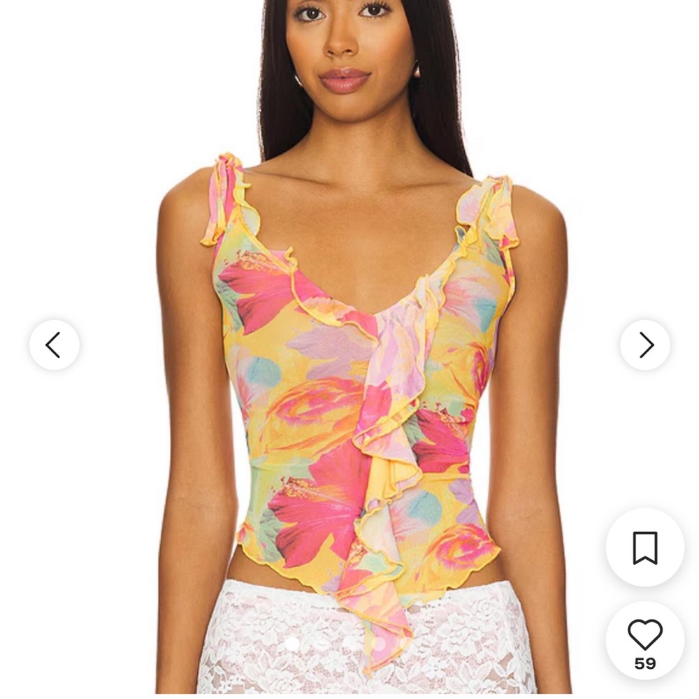 Floral Ruffle V-Neck Top